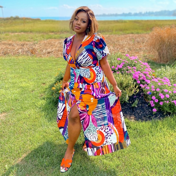 New York & Company Dresses & Skirts - GRAPHIC MULTI-COLOR MAXI DRESS